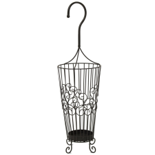 Klasszikus kampós fekete fém esernyőtartó állvány kacskaringós mintával 88x25,5x25,5cm bútor