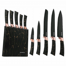 Klausberg Késkészlet állvánnyal Klausberg KB 7768, 6 db, Ergonomikus fogantyúk, Rozsdamentes acél, Fekete kés és bárd