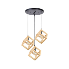 KLAUSEN Rhombus R fekete-natúr függesztett lámpa (KL113016) E27 3 izzós IP20 világítás