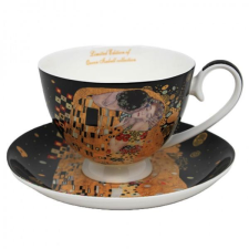 Klimt porcelán csésze aljjal - 250 ml - The Kiss fekete bögrék, csészék