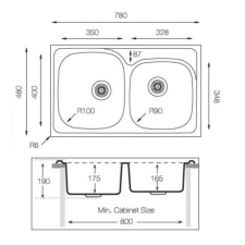  KM 860-500 780x480 mm rozsdamentes mossgatótálca mosogatótálca