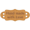 Knoflíky Žirovnice Bellatex 401192 "HAND MADE WITH LOVE" papír felvarró, 40×17 mm, 6 db