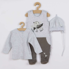 KOALA 3-részes pamut együttes Koala Birdy szürke