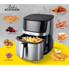 Kochwerk Dual Heat AirFryer XXL 2200W 7.5L inox, nemesacél digitális Air Fryer, olajmentes olajsütő, 7.5 literes légkeveréses forrólevegős sütő, betekintő ablakkal, alsó-felső fűtéssel