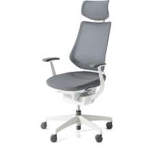 KOKUYO ING Glider 360° fehér váz, szürke háló, fejtámlával forgószék