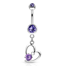  Köldök piercing fém medállal (violet kővel) testékszer