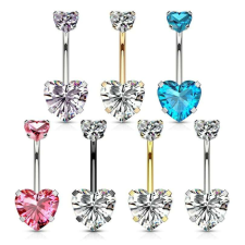 Köldök piercing rosegold szín, köves szív díszítéssel (crystal) testékszer