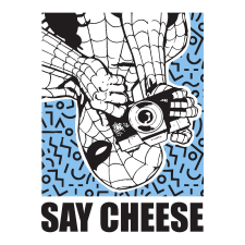 Komar Marvel Spider-Man Say Cheese falikép 50 cm x 70 cm kék grafika, keretezett kép