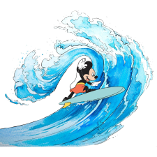 Komar vlies fotótapéta Mickey Surfing 300 cm x 280 cm tapéta, díszléc és más dekoráció