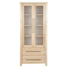 Komforttéka Amanda Fenyő Vitrines Szekrény - 2 Ajtó, 2 Fiók - 182x80x37 cm bútor