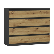 Komód 8 fiókos 120 cm R120-S8 - antracit - artisan tölgy bútor