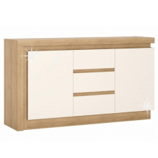  Komód LYOK01, tölgy riviera/fehér extra magasfényű, LEONARDO bútor