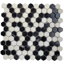 Kőmozaik Premium Mosaic Stone feketésfehér 28x30 cm matt STMOSHEXW csempe