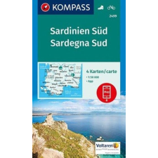 Kompass 2499. Dél Szardínia térkép, Sardinien Süd, 4teiliges Set turista térkép Kompass 1:50 000 térkép