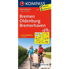 Kompass 3009. Bremen, Oldenburg, Bremerhaven kerékpáros térkép 1:70 000 Fahrradkarten térkép