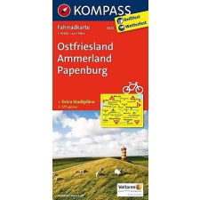 Kompass 3032. Ostfriesland, Ammerland, Papenburg kerékpáros térkép 1:70 000 Fahrradkarten térkép
