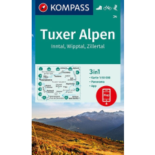 Kompass 34. Tuxer Alpen turista térkép Kompass 1:50e, 3 in 1, 2020 térkép