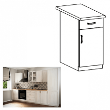 Kondela Alsószekrény D40S1 fiókkal, jobbos, fehér/sosna Andersen, SICILIA bútor