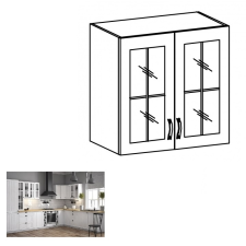 Kondela Kétajtós felsőszekrény üveggel G80S, fehér/sosna andersen, PROVANCE bútor