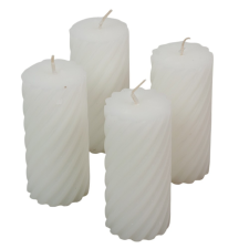 Kontúrozott csavart henger gyertya 55x100mm fehér 4db/csom (db ár) dekorációs kellék