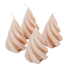  Kontúrozott csavart kúp gyertya 88x115mm világos bézs 4db/csom (db ár) dekorációs kellék