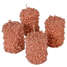  Kontúrozott gyöngyös metál henger gyertya 60x75mm rosegold gyertya