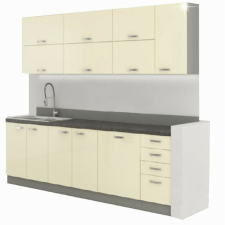 Konyhabútor, bézs extra magas fényű/szürke, PRADO bútor