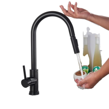  Konyhai csaptelep, behúzható kifolyó, érintésvezérlés, Matt fekete csaptelep