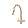  Konyhai csaptelep, kétfogantyús hideg-meleg vizes keverő, 360 fokos lengés, sárgaréz szerkezet, csiszolt arany