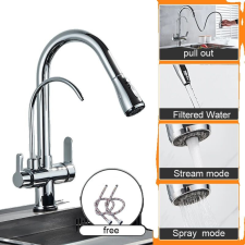  Konyhai csaptelep, kettős fogantyú kialakítása, kihúzható spray-funkció, Króm csaptelep