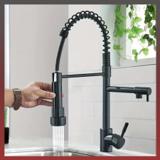  Konyhai mosogató csaptelep zuhanyzóval fekete LW809534 csaptelep