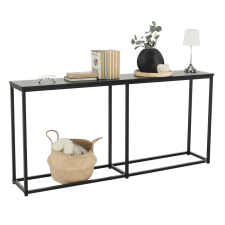  Konzolasztal ipari stílusban, sötétszürke grafit/fekete, BUSTA bútor