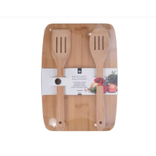 Koopman Excellent Houseware 3 darabos készlet, kanál, salátavilla, aprító, bambusz, barna konyhai eszköz