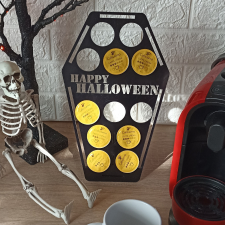 Koporsó alakú kávé kapszula tartó halloweenre kávéfőző kellék