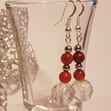  Korall és kristály fülbevaló 4 cm-es fülbevaló