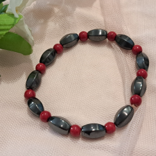  Korall és Magnetit unisex karkötő karkötő