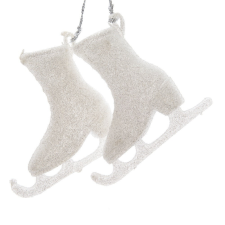Korcsolya akasztós műa glitteres fehér 8cm 2db-os dekorációs kellék