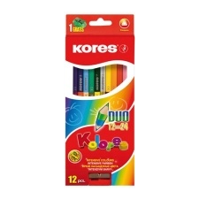 KORES DUO kétvégű színes ceruza, háromszögletű, 12 db/doboz színes ceruza