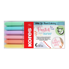 KORES Ecsetirón készlet, kores "pastel style", 6 pasztell szín filctoll, marker