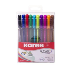 KORES Golyóstoll készlet, kupakos, háromszögletű, Kores,vegyes, 10 db/csomag (IK37150) toll