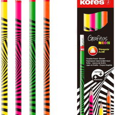 KORES Grafit, Neon, háromszög HB, fehér gumival - 12 darabos csomag ceruza