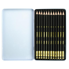 KORES Grafitceruza készlet, fém doboz, háromszögletû, KORES "GRAFITOS", 12 különbözõ keménység ceruza