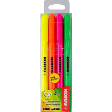 KORES HIGH LINER - kiemelőkészlet (4 szín - sárga, rózsaszín, narancs, zöld) filctoll, marker
