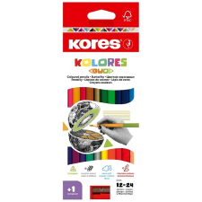 KORES KOLORES DUO háromszögletű, kétoldalú, 12 db (24 szín) színes ceruza