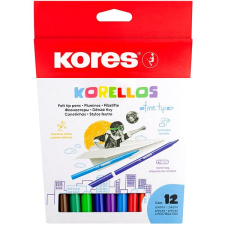 KORES KORELLOS gyerekeknek, vékony hegyű, 12 szín filctoll, marker