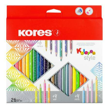 KORES Színes ceruza készlet, háromszögletű, KORES Kolores Style, 26 különböző szín (IK93320) ceruza