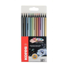 KORES Színes ceruza készlet, háromszögletű, KORES Kolores Style Metallic, 12 metál szín (IK93316) színes ceruza