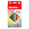 KORES Színes ceruza készlet, háromszögletű, KORES "Kolores Style", 15 különböző szín