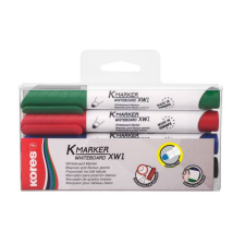 KORES Tábla- és flipchart marker készlet, 1-3 mm, kúpos, KORES K-Marker, 4 különböző szín (IK20843) filctoll, marker