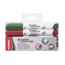 KORES Tábla- és flipchart marker készlet, 1-3 mm, vágott, KORES &quot;K-Marker&quot;, 4 különböző szín filctoll, marker